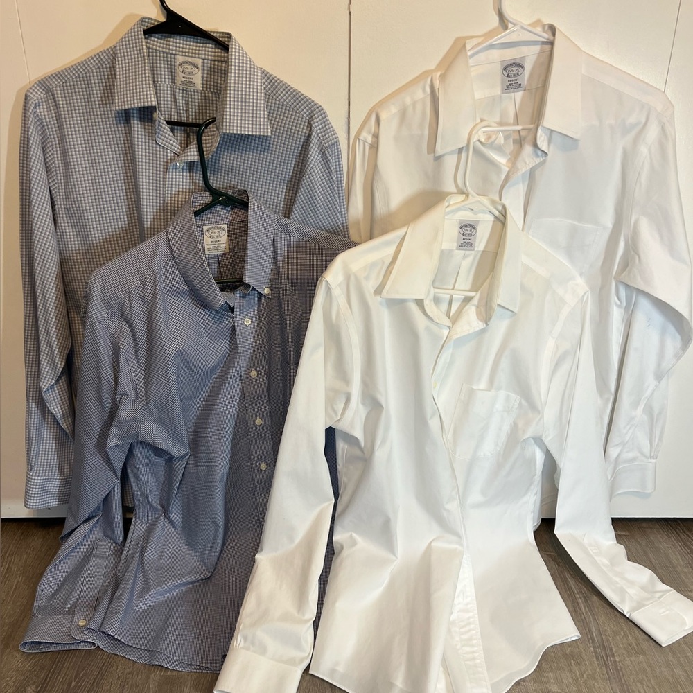 Lot Of 4! Brooks Brothers Regent Fit 15.5 - 35 (Medium) Non-Iron Dress Shirts